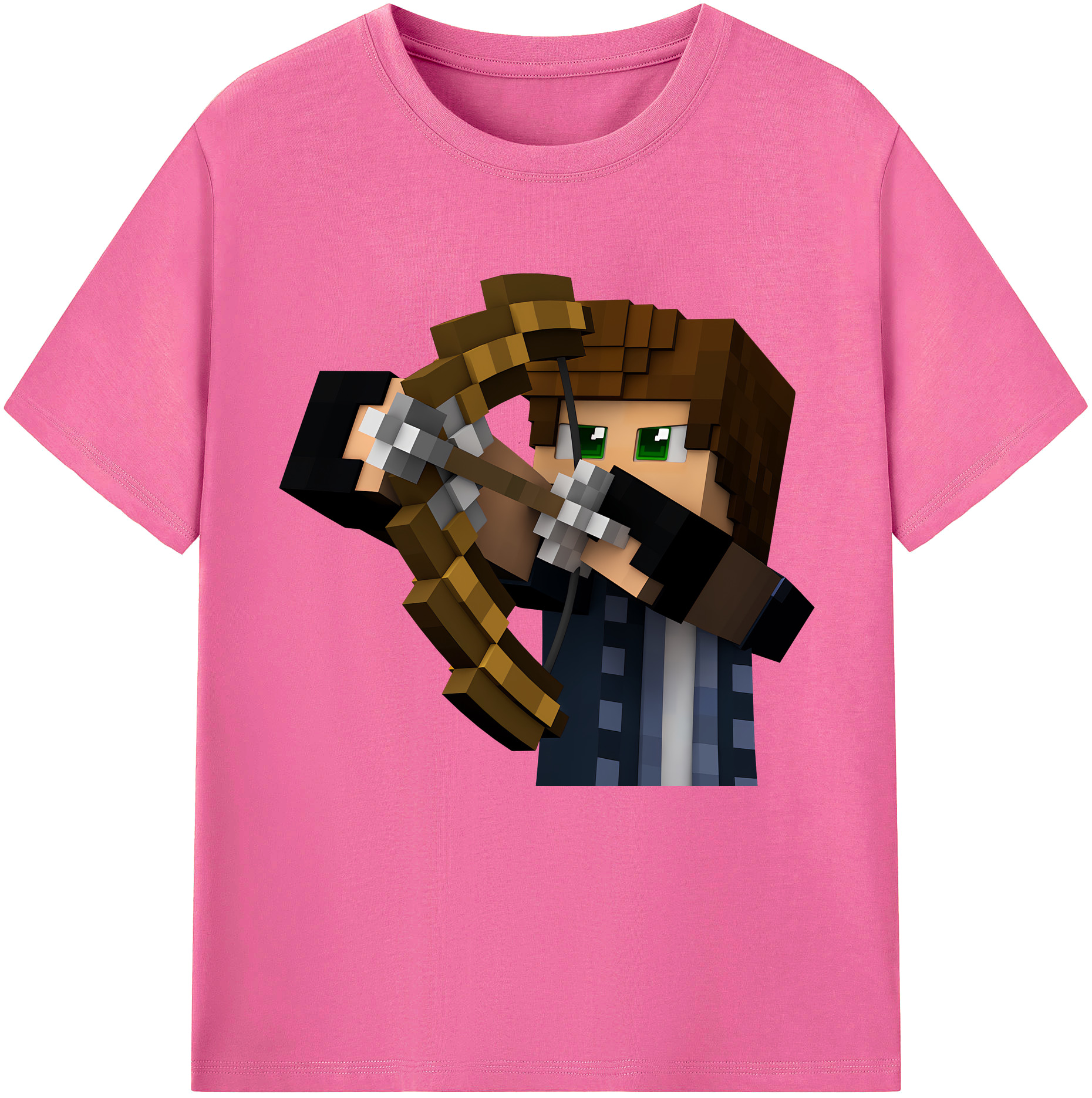 （画像用） マインクラフト ブロックの世界 Minecraft MC Block world レディースカジュアルプリントTシャツ（綿100％）